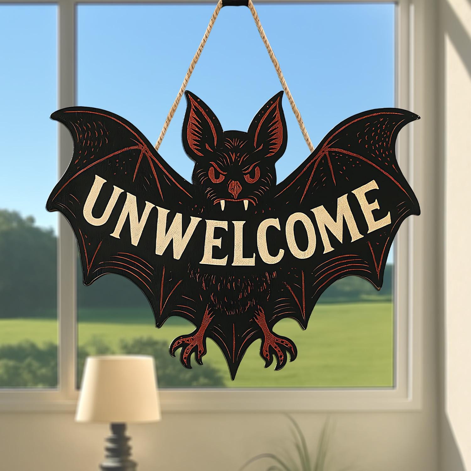 KEUSPI Halloween Wood Sign - 'You Are Dearer Than All The Bats' Gothic Bat Decor For Home