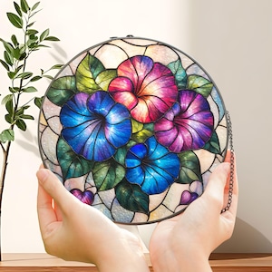 Glory Morning Stained Glass Suncatcher, Glory Morning Window Hanging Decor, Glory Flowers Suncatcher, Flower Suncatcher, Gift For Grandma