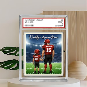 Personalized American Football No. 1 Dad Trading Card Acrylic Block Plaque, Father's Day Gift For Dad Grandpa Husband, Football Lover