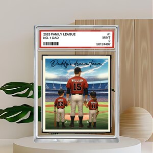 Targa personalizzata in acrilico con il nome del papà numero 1 del baseball, nonno, uomo e bambini, stile carta da collezione, regalo per la festa del papà, papà del baseball