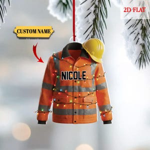 Decorazione natalizia personalizzata per operaio edile, gilet di sicurezza personalizzato, decorazione per casco, regalo di Natale per costruttore