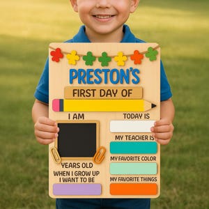 Custom First Day of School Sign, Back to School Sign, Preschool, Kindergarten 1st Day of School Sign, School Board, Last Day of School Sign