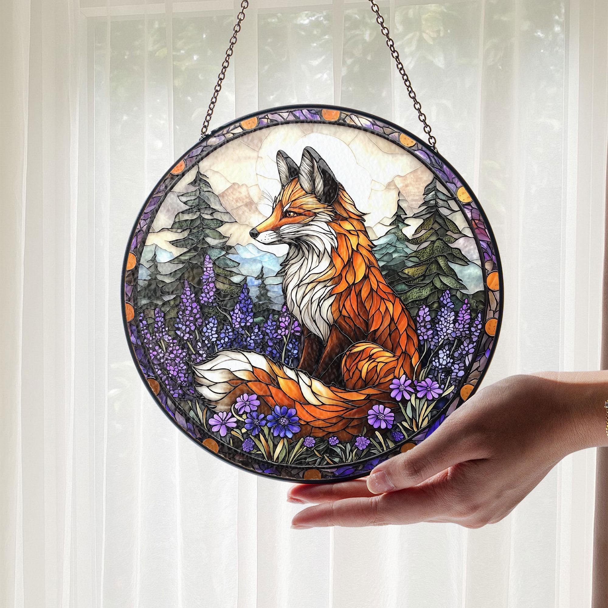 ステンドグラス　pink fox Stained Glass Fox - Etsy Canada