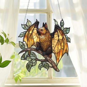 Gothic Bat Acrylic Window Hanging, Halloween Bat Ornament, Spooky Bat Halloween Decor, Hanging Bat Ornament, Halloween Decor, Bat Lover Gift