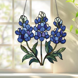 Texas Bluebonnet Acrylic Window Hanging, Texas Bluebonnet Ornaments, Texas Bluebonnet Decor, Texas State Flower Decor, Mom Gifts, Texas Gift