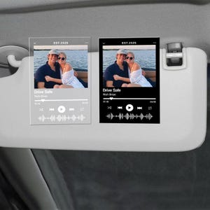 Clip de foto personalizado para visera de coche: decoración acrílica personalizada para visera, regalo de San Valentín con foto y código musical para parejas y amantes de la música.