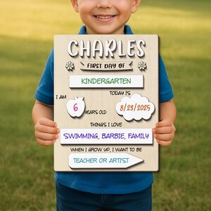 Personalized First Day of School Sign, Custom Back to School Photo Prop, First & Last Day Board, Milestone Keepsake, Back to school board