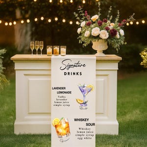 Personalized Bar Sign, Bar Menu, Wedding Bar Menu, Customizable Fabric Cocktail Menu, Custom Bar Sign, Minimalist Wedding Bar Sign