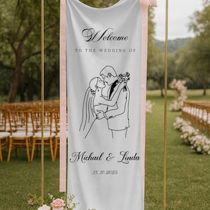 Custom Wedding Sign, Fabric Wedding Sign, Custom Welcome Sign, Wedding Banner, Wedding Decoration, Engagement Party Sign, Ceremony Decor
