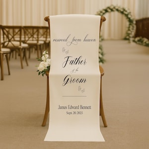 Custom Memorial Wedding Sign, Reserved Wedding Memorial Chair Sign, Personalized Fabric Sign, Wedding Chair Banner In Memory Of Loved Ones