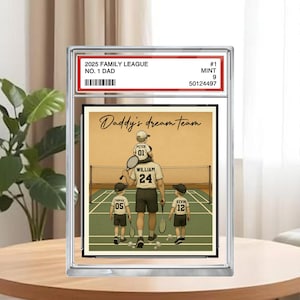 Badminton No. 1 Dad Trading Card, Badminton Dad and Son Plaque, Father&#39;s Day Gift Decor, Badminton Dad Gift, Daddy Figure Acrylic Block