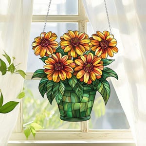 Daisy Flower Acrylic Window Hanging, Birth Month Flower Decor, Daisy Lovers Gift, Birthday Gift, Nature Lovers Decor Gift, Memorial Ornament