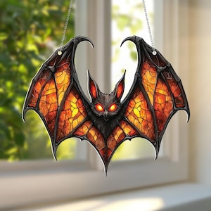 Bat Halloween Acrylic Window Hanging, Gothic Ornament, Vampire Bat Decor Gift For Halloween, Goth Decor, Spooky Season Gift,Halloween Decor