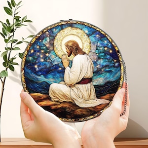 God Stained Glass Suncatcher, God Window Hanging, Jesus Christ Decoration, Jesus Suncatcher, Art Nature Gift Jesus, Suncatcher home decor