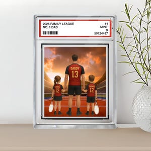 Carta da collezione del papà numero 1 di Badminton, nome personalizzato per bambino con targa dedicata al papà, decorazione regalo per la festa del papà, regalo per papà di Badminton, regalo per giocatori