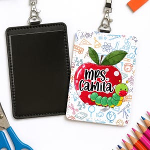 Personalisierter Lehrer Leder ID-Kartenhalter, Kompositionsbuch mit Namen Ausweishalter, Geschenke für Lehrer, Geschenk zum Schulanfang