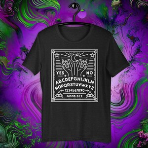 Mystic Ouija Board Graphic Unisex T-shirt (Black) – Spiritual Gothic Apparel, Occult Clothing, Witchcraft Aesthetic Tee