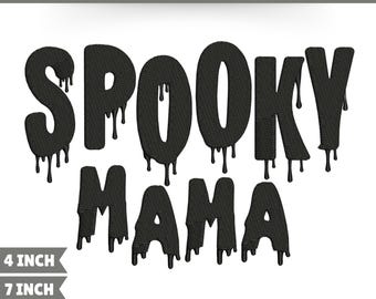 Borduurontwerp Spooky Mama stoffen: Halloween-borduurbestand (digitaal product)