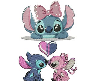Stitch with Heart Embroidery Design, Lilo Machine File (Digital Embroidery Patterns)