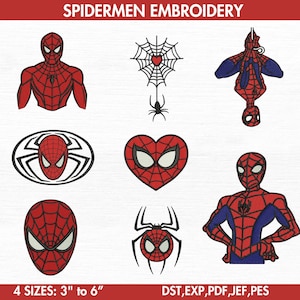 Desenho de bordado do Homem-Aranha. 8 Desenho de bordado à máquina do Homem-Aranha, bordado do Homem-Aranha, arquivo de bordado do Homem-Aranha