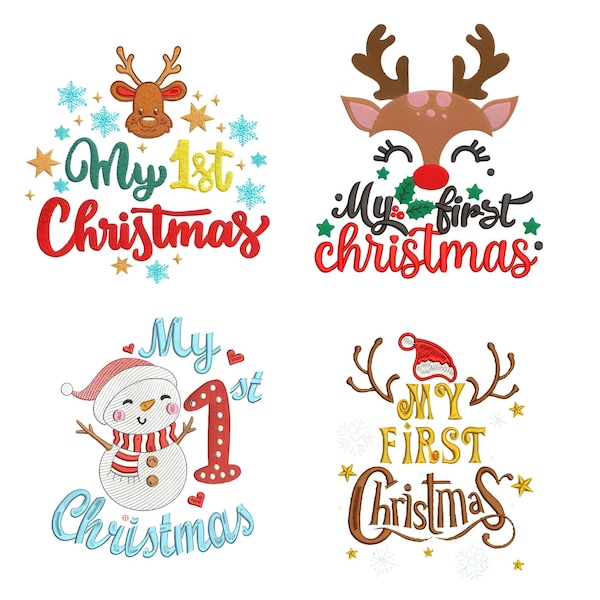 Baby's First Christmas Embroidery Design Bundle (Digital Download)