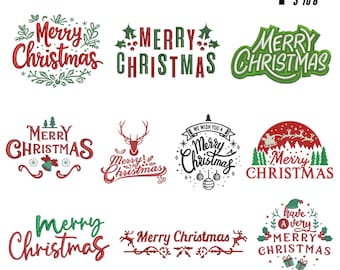 10 Christmas machine Embroidery Designs, Christmas Logo Embroidery, X-mas embroidery designs, Merry Christmas Embroidery Design, 4 sizes