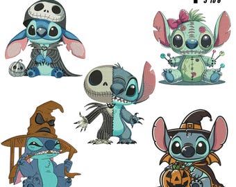 Halloween Embroidery Designs: Spooky Cartoon Stitch Patterns (Digital Download, 4 Sizes, PDF Included