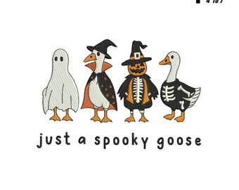 Disegno da ricamo a forma di oca spettrale per Halloween, 4 misure (download digitale)