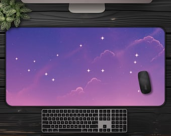 Tappetino per mouse celeste pastello, tappetino da scrivania rosa e viola, decorazione da gioco kawaii