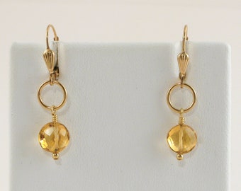 Gold Filled and Citrine Gemstone Earrings