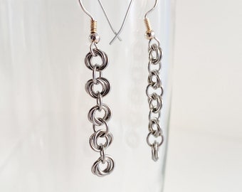 Stainless Steel Flower Chain Earrings