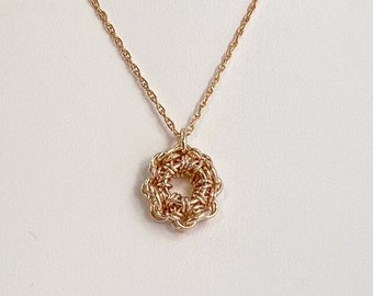 Gold Filled Basket Pendant with Rope Necklace