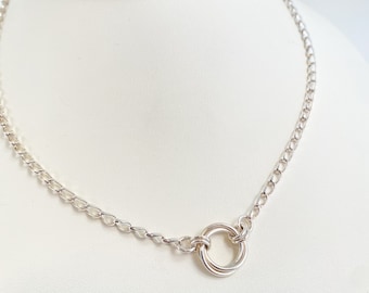 925 Sterling Silver Love Knot and Twisted Flat Link Necklace