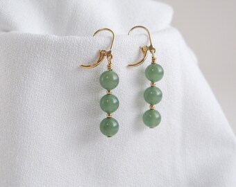 Gold Filled and Green Aventurine Drop Earrings
