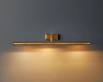 Raw Brass Picture Light: Mid-Century Modern Wall Sconce (24"), Italian wall fixture