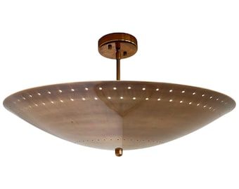 Lámpara de techo Sputnik perforada de latón, lámpara de araña moderna de mediados de siglo