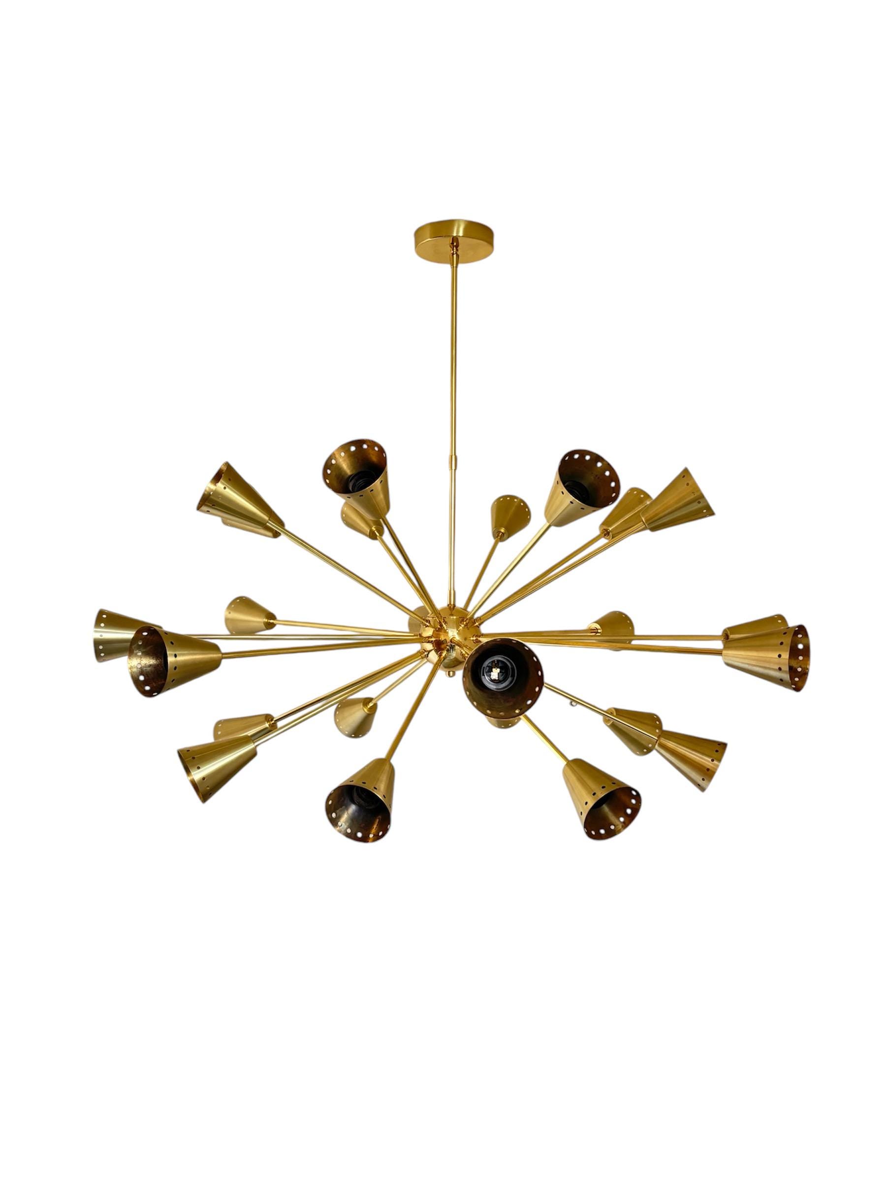 ハンドメイド真鍮スプートニクシャンデリア：ミッドセンチュリーモダン