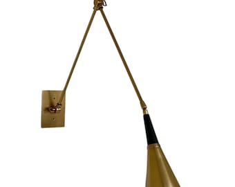 Handmade Brass Mid-Century Modern Wall Sconce | Adjustable Reading Lamp