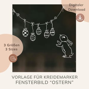 3サイズのチョークマーカーテンプレート | イースターの窓飾りセット | イースタークラフトテンプレート | イースターの窓飾り | デジタルダウンロードPDF