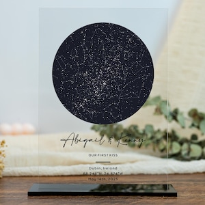 Personalized Star Map on Acrylic Plaque, Custom Stars The Night Sky, Wedding Constellation Gift, Stars Chart Anniversary Gift
