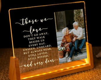 Personalized Memorial Picture Frame, Acrylic Plaque Night Light
