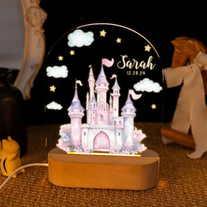 Personalized Princess Castle Night Light, Custom LED Lamp for Kids, Perfect Gift for Princess Lovers, Unique Room Decor, Nightlight for Girl