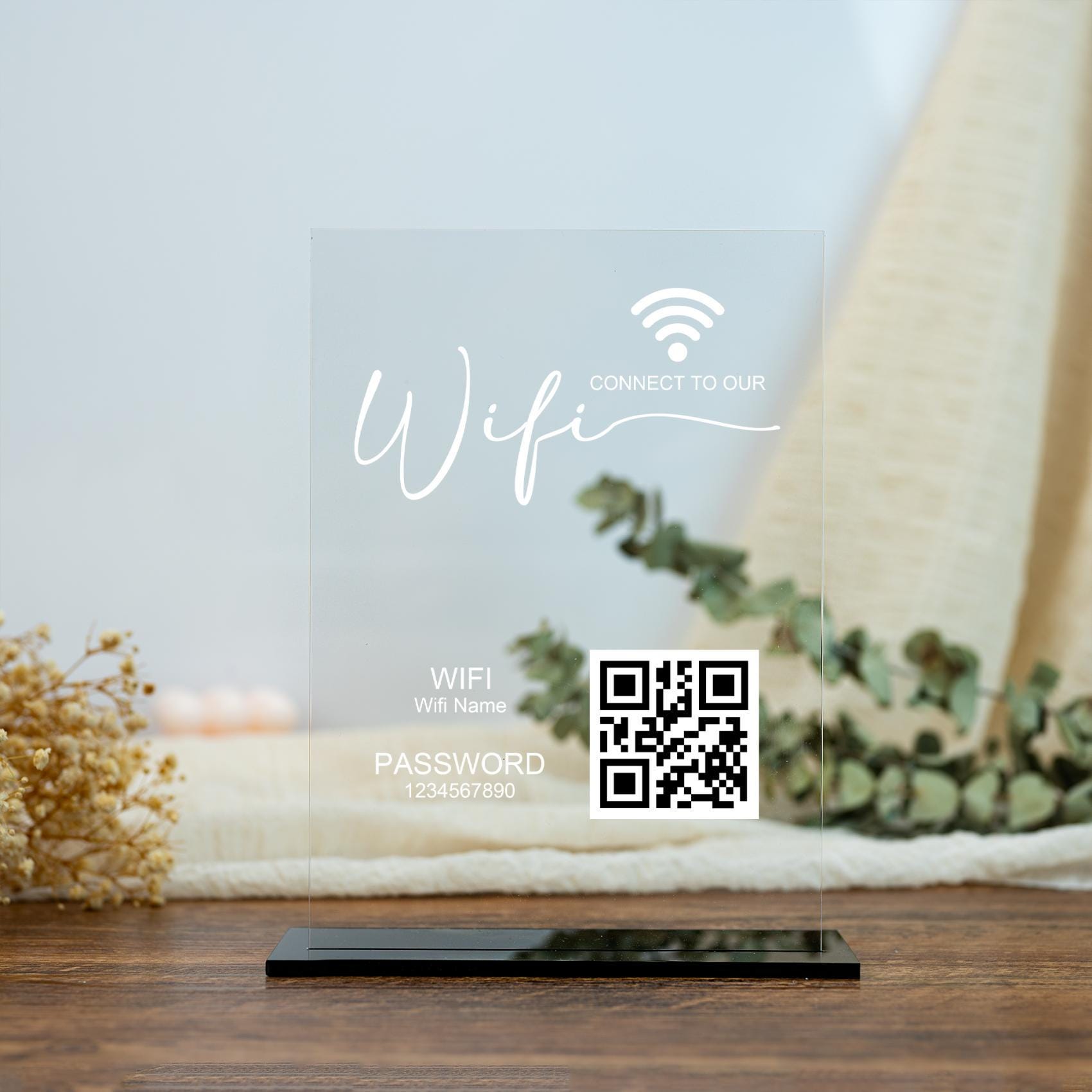 Custom QR Code Wifi Sign: Frosted Acrylic Guest Network Plaque - Etsy