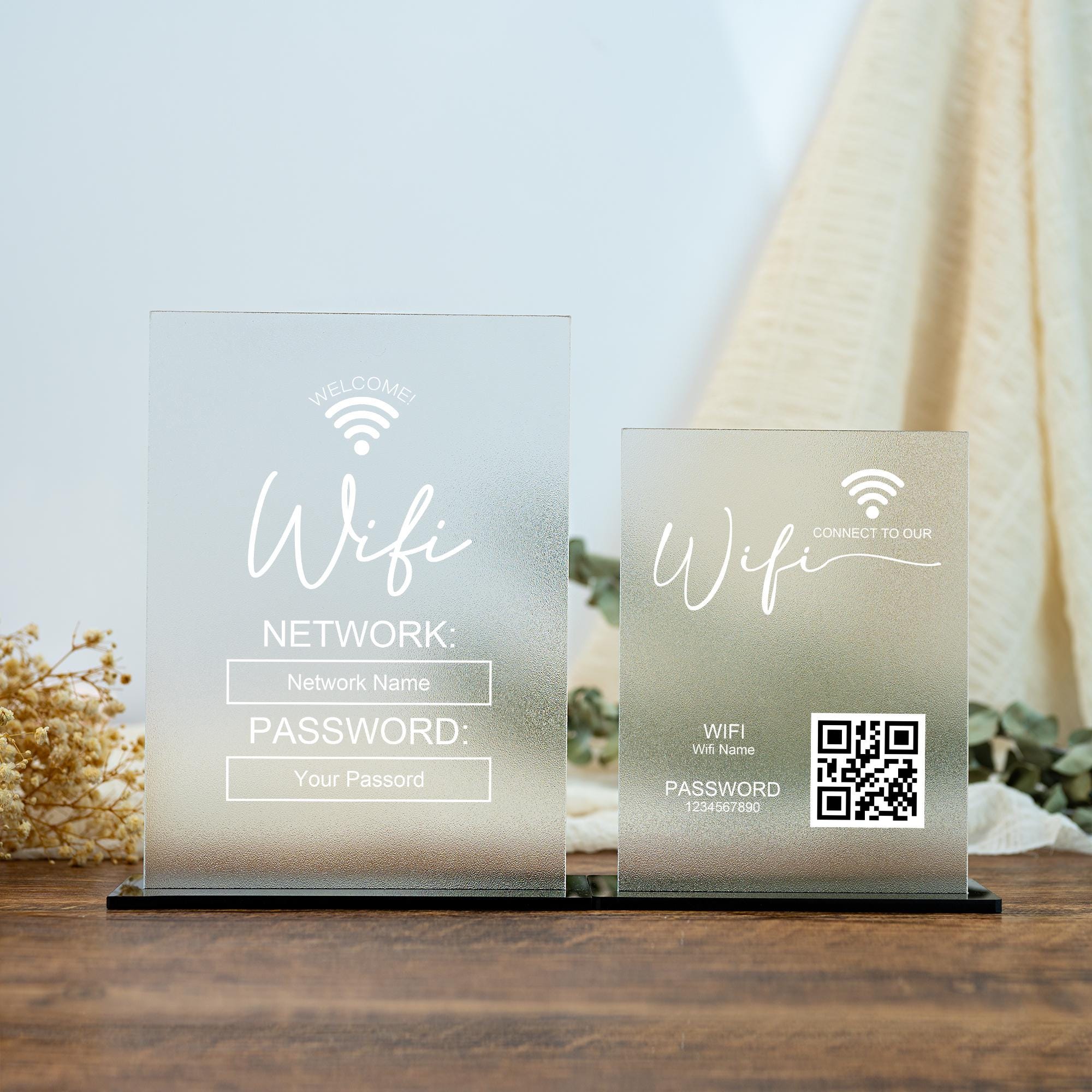 Custom QR Code Wifi Sign: Frosted Acrylic Guest Network Plaque - Etsy
