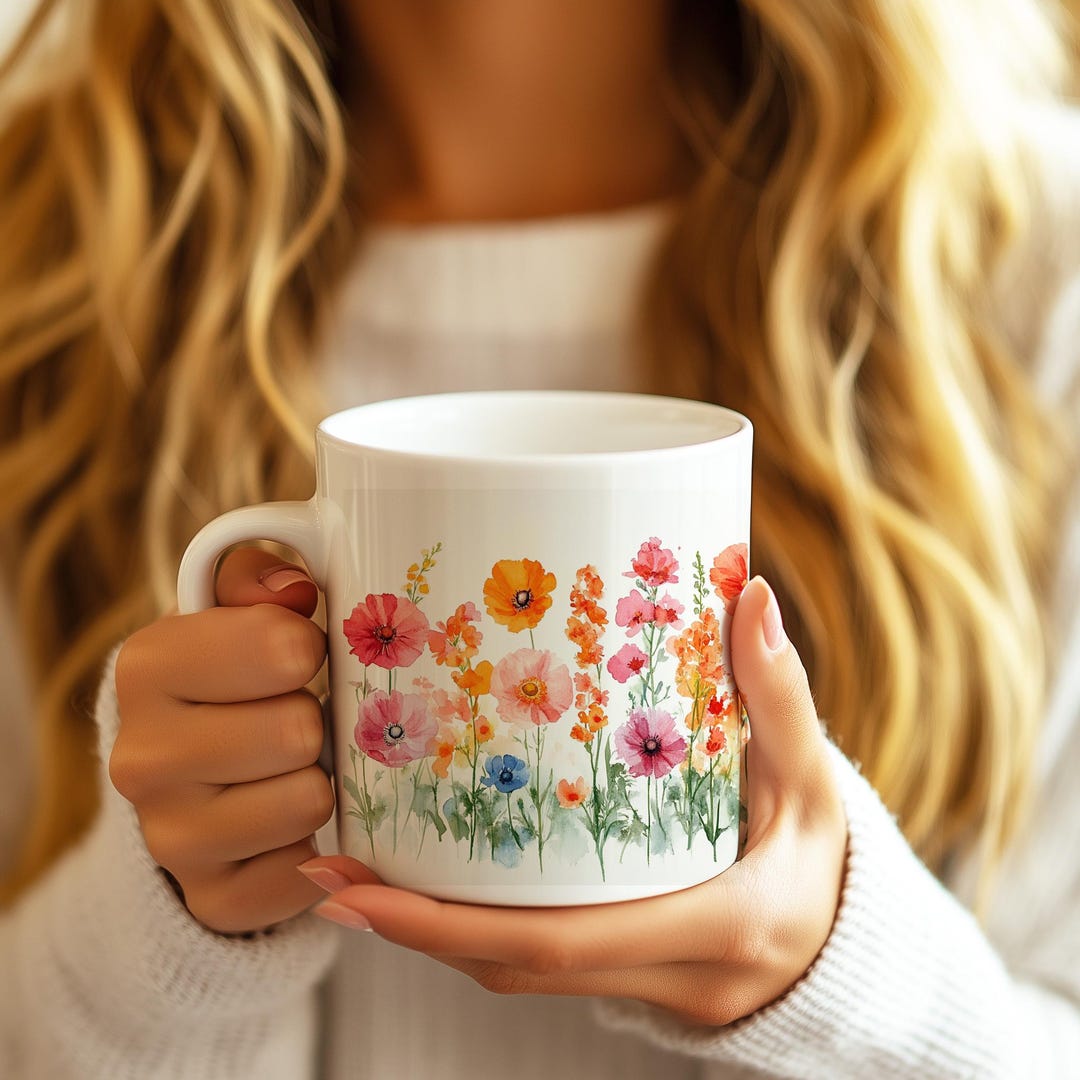 Floral Mug, Beautiful Flower Design, Elegant Coffee Cup, Perfect Gift ...