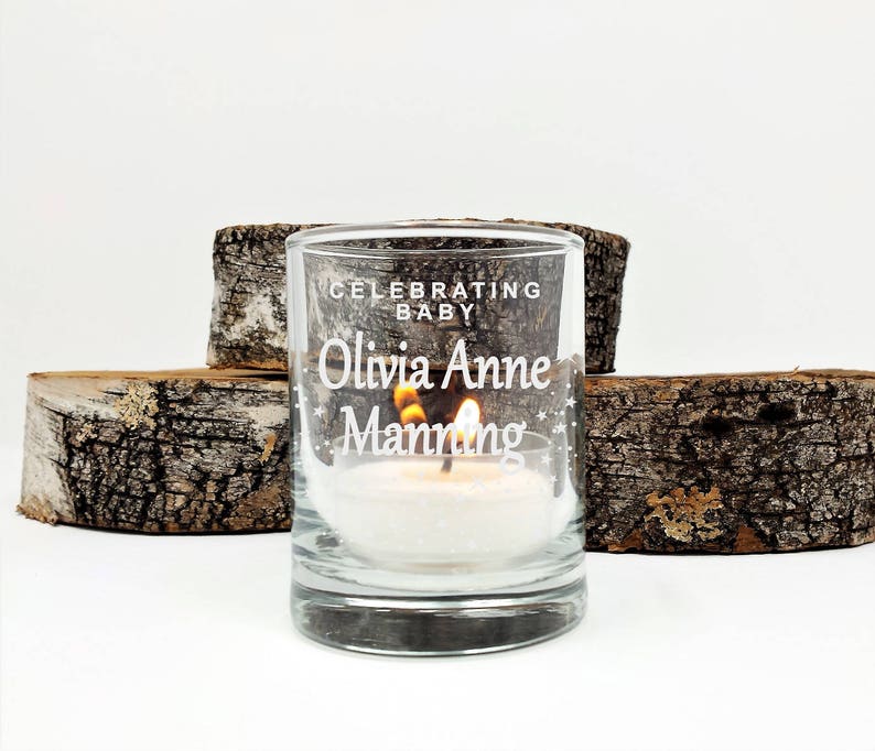 Personalized Baby Shower Candle Holder Favors Engraved Glass Votive Holders Custom Baby Name Welcome Baby Stars 50 pcs Party Decor