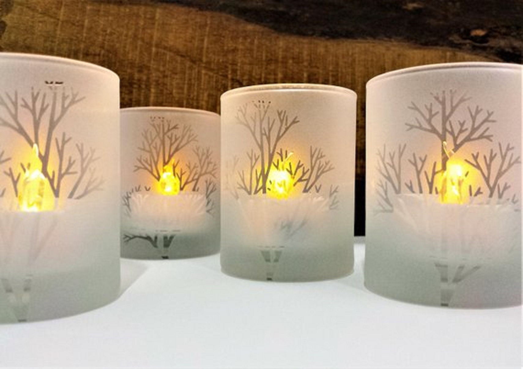 Baum Zweig frosted Kerzen Set von 6 Votivhalter graviert Etsy