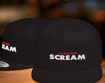 Vintage Scream Movie Embroidered Snapback Hat