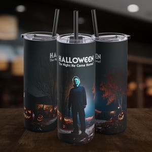 Halloween Tumbler | Michael Myers Tumbler | Horror Movie Tumbler | Halloween Horror Character | 20 oz Skinny Tumbler | Halloween Killer Cup