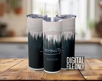 Serenity 20 Unzen Skinny Tumbler Wrap | Wir erholen | Nüchterner lebendiger Becher | Genesungsbecher | Sucht Heilung PNG Sublimation Download